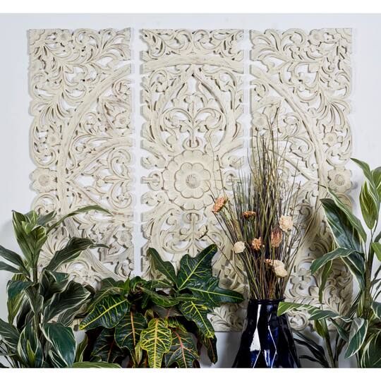 48" Beige Traditional Wood Wall Decor Set